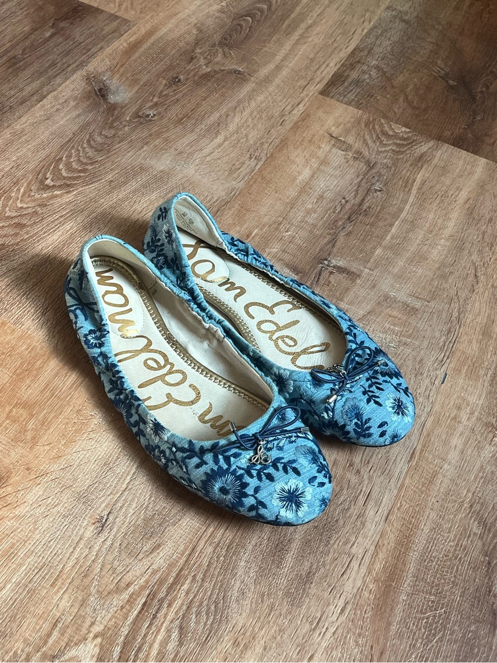 Sam Edelman Blue Floral Embroidered Ballet Flats Size 8 | Coquette Balletcore